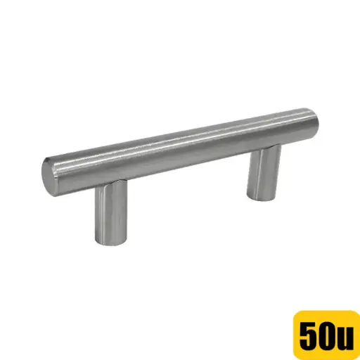 Manija 12mm Hueca Acero Inoxidable Con Tornillos Niquel Satin FEH x 50 Und