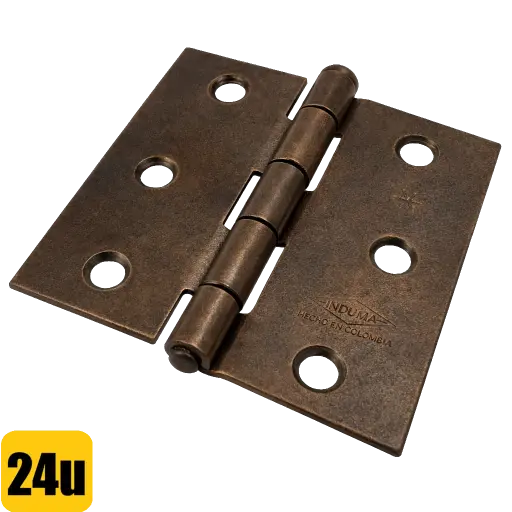 [T1106-0076-24] Bisagra Nudo 3X3 Cabeza Plana Pavonado Con Tornillo Caja X 24 Und