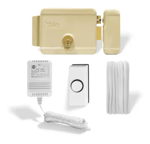 Kit Cerradura Eléctrica 60mm con Cable, Botón y Transformador Yale