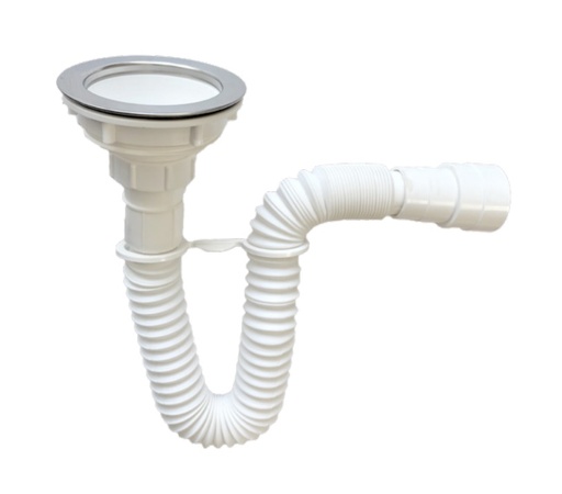 [DES-C12] Sifón Extensible Con Canastilla Para Lavaplatos Cromado Fermetal