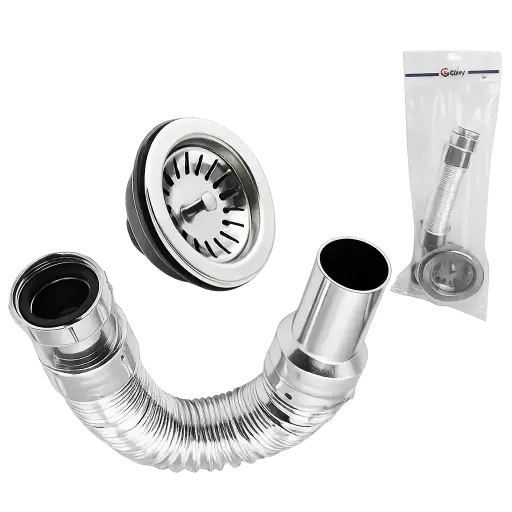 [TB245] Sifon Para Lavaplatos Flexible Con Canastilla Globy