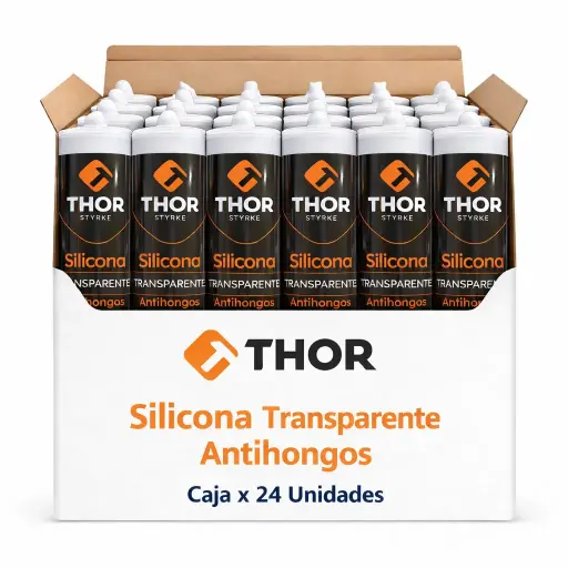 [THSIL102-24] Silicona Transparente Antihongos Tubo 280 Ml Thor X 24 Unds