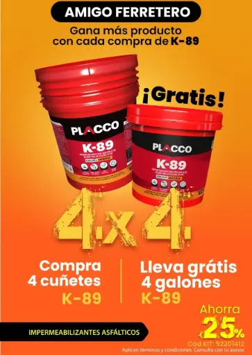 [92240713] Kit Placco K-89 Pague 4 Cuñ Gratis 4 Gls