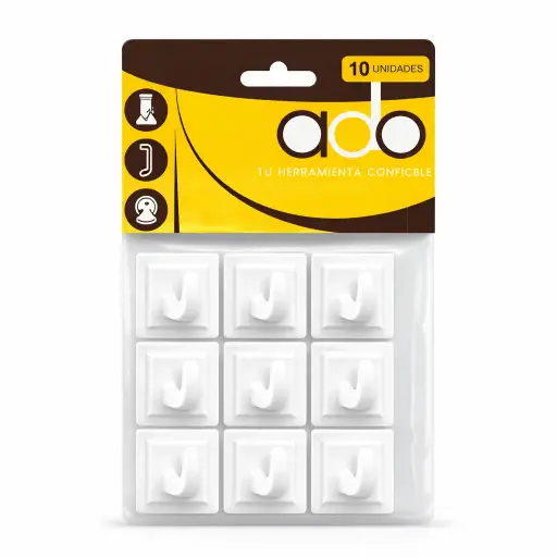 Gancho Adhesivo Plastico Vc X Pack