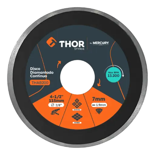 [THAB200] Disco Diamantado Continuo 4 1/2" X 7/8" Thor