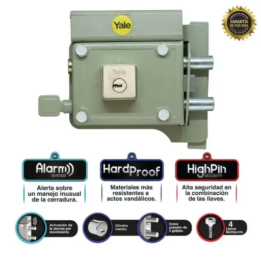 Cerradura Sobreponer 987 1/4 70 Soldar Yale Con Alarma