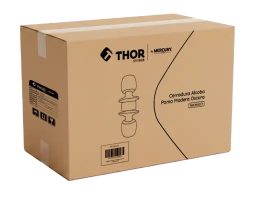 [THCHA117-30] Cerradura Alcoba Cilíndrica Bronce Pomo Madera Oscura Thor Caja X 30u