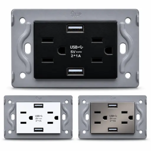 Toma Doble + 2 Usb Luxor Intercambiable Sin Tapa Duke Energy