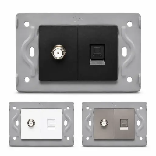 Toma Tv + Rj45 Internet Luxor Intercambiable Sin Tapa Duke Energy