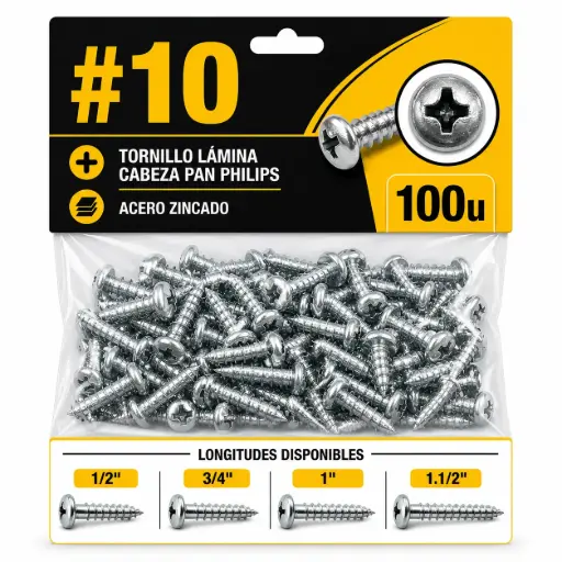 [5255A10112-100] Tornillo Lamina Cabeza Pan Philips #10x1.1/2 Pack x 100u