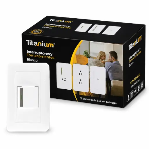 [TTA218-30] Interruptor Sencillo Conmutable Titanium Blanco Caja 30u