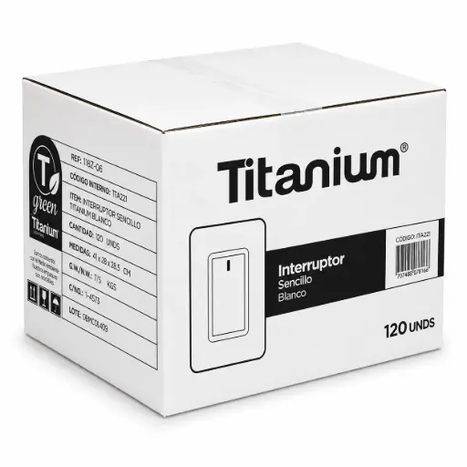 [TTA218-120] Interruptor Sencillo Conmutable Titanium Blanco Caja 120u