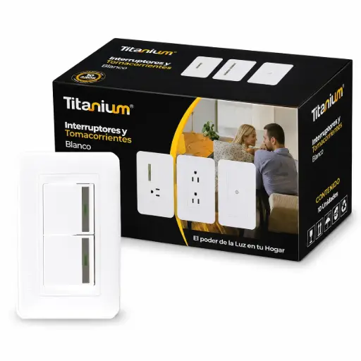 [TTA219-30] Interruptor Doble Conmutable Titanium Blanco Caja 30u
