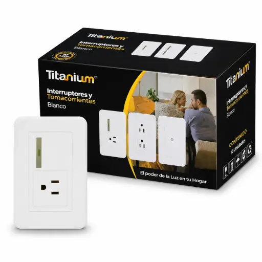 [TTA222-30] Toma + Interruptor Titanium Blanco Caja 30u