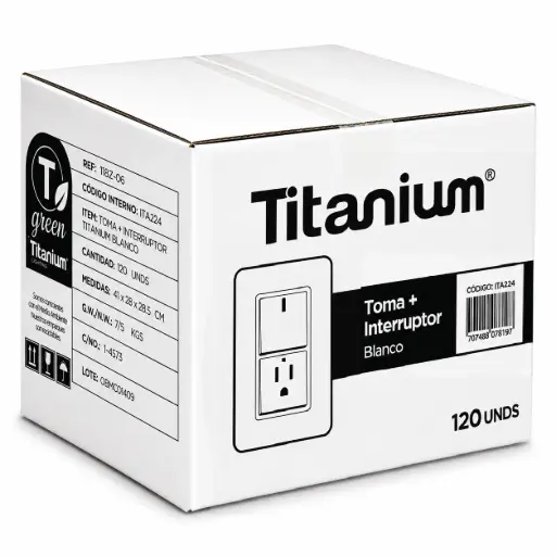 [TTA222-120] Toma + Interruptor Titanium Blanco Caja 120u 