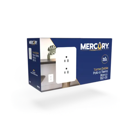 [ETI11-30] Toma Doble Polo Tierra Mercury Blanco 118z-06 Caja 30u