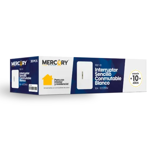 [ETI08-30] Interruptor Sencillo Conmutable Mercury Blanco 118z-01 Caja 30u
