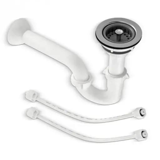 [01-1968-211] Kit Sifón P Blanco + Canasta 4" Inox Plast + Filtro Ital Plast + Malla + 2 Conects Lvp De 40cm Gricol