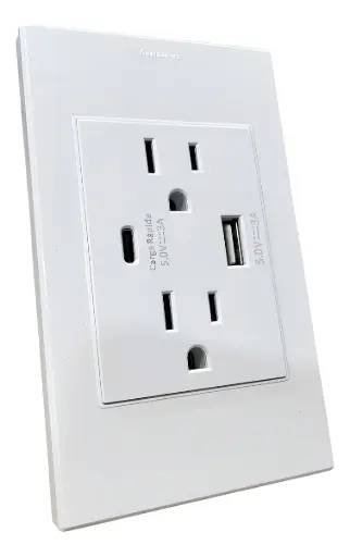 [ETI223] Toma Doble + USB +Tipo C Mercury Blanco Capri