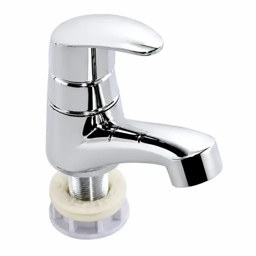 [VQALS003] Llave Sencilla Lavamanos Palanca Plastica Cromo Valqua