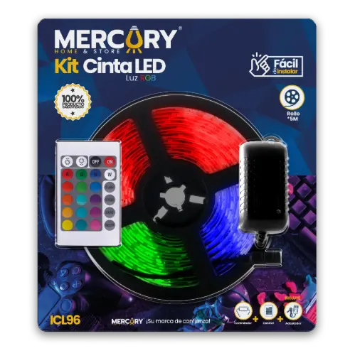 [ICL96] Kit Blister Cinta Led Rgb 5050 5m (Incluye Controlador + Control+ Adaptador)