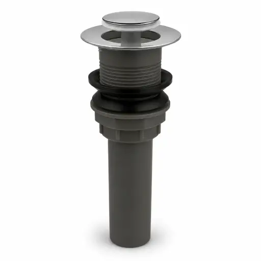 [VQAD012] Desague Push Lavamanos Sin Rebose Cabeza Pequeña Cromo + Cpo Gris Aqua