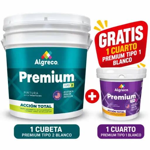 [90400122] Kit Premium Tipo 2 Blanco Pague 1 Cuñete Gratis 1 Premium Tipo 1 Blanco 1/4