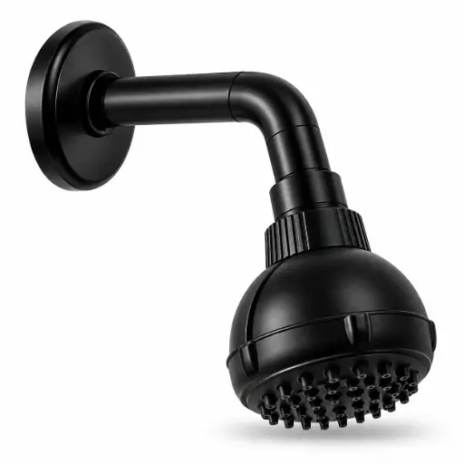 [R-003-1N] Ducha Regadera Sencilla Plastica Negra Fermetal