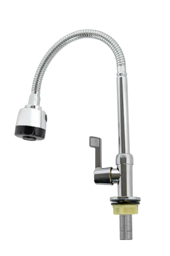 [VQALF011] Llave Lavaplatos Agua Fría Mesón Cuello Flexible Cromo Valqua