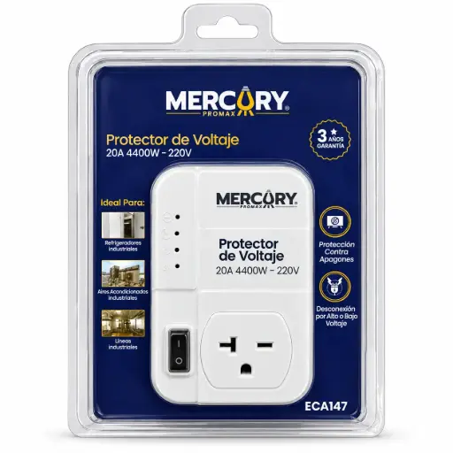 [ECA147] Protector De Voltaje 20a 4400w 220v/Ac Mercury Blister